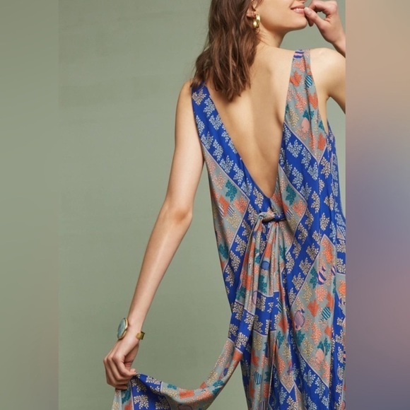 Anthropologie Ailanto Para Trucco Vilira Floral Fish Print Maxi Dress Sz S - Picture 2 of 14